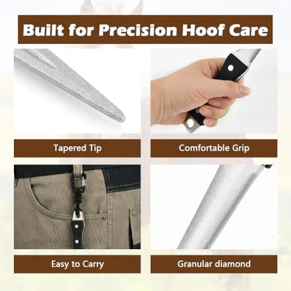Hoof Knife Sharpener, Farrier Tool, Honing Rod with Solid Wood Handle, Portable Knife & Tool Sharpener with Lanyard for Hoof Care(Size:2 Pcs)