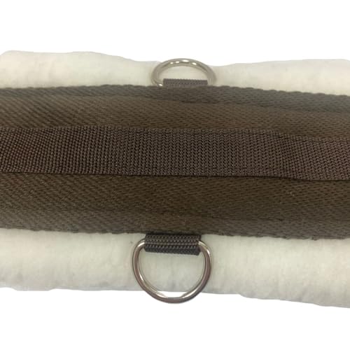Intrepid International English Girth with Fleece - Breathable Lightweight Horse Girth for English Saddle, Double Elastic Easy Attachment, Brown with White Fleece