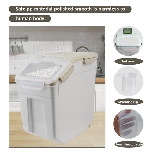 Saim 2 Pack 50lb Flour & Rice Storage Container Bin, Rice Dispenser (Grey) - color: 2Pack 50lb Grey