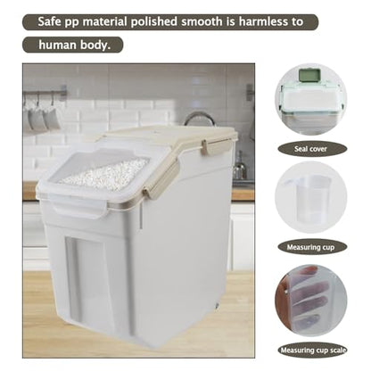 Saim 2 Pack 50lb Flour & Rice Storage Container Bin, Rice Dispenser (Grey) - color: 2Pack 50lb Grey