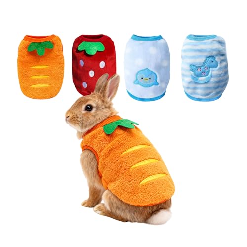 Ultra-Small Pet Winter Clothes, 4-Piece Luxuriously Soft Coral Fleece Set | XS Size for Guinea Pigs, Rabbits, Ferrets, Tiny Chihuahuas (XS: Fits pets 2-4 lbs) - size: xs