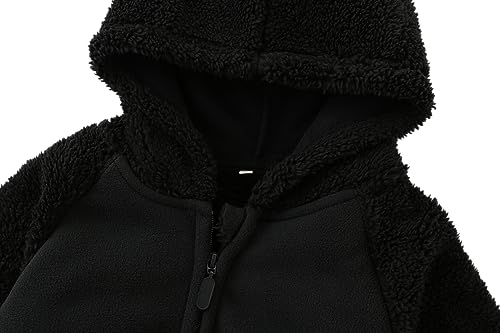 Toddler Winter Coats Baby Boys Girls Fuzzy Sherpa Fleece Jackets - color: Z-black, size: 2-3T