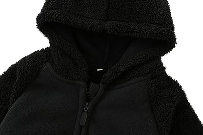 Toddler Winter Coats Baby Boys Girls Fuzzy Sherpa Fleece Jackets - color: Z-black, size: 2-3T