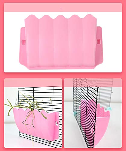 Litewoo Rabbit Hanging Hay Feeder Rack Wall-Mounted for Guinea Pig, Pink - color: PINK