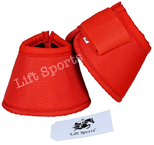 Horse Bell Boots 8 Colors Over Reach No Turn Bell Boots Wrap Tack Protection Equine (X-Large, Red)