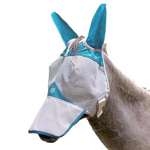 Harrison Howard Mule Donkey Fly Mask Full Face Protection with Nose Cover Sky Blue M - color: Sky Blue, size: Medium