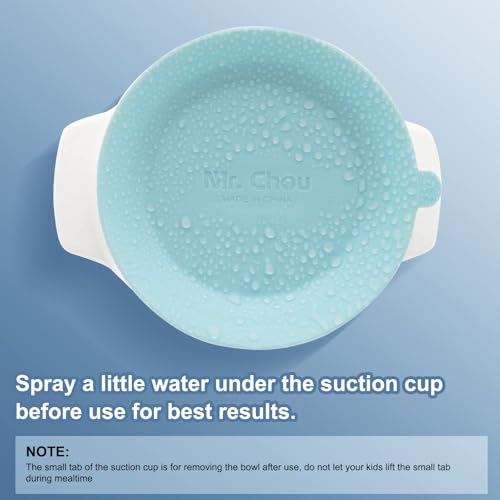 MR. CHOU Ceramic Baby Bowls with Suction Base, Infant Led Weaning Supplies with BPA Free Airtight Lid & Handles for Babies Self-feeding, 100% Food Grade Kid Bowls, Microwave & Dishwasher Safe, Blue - color: Blue-C