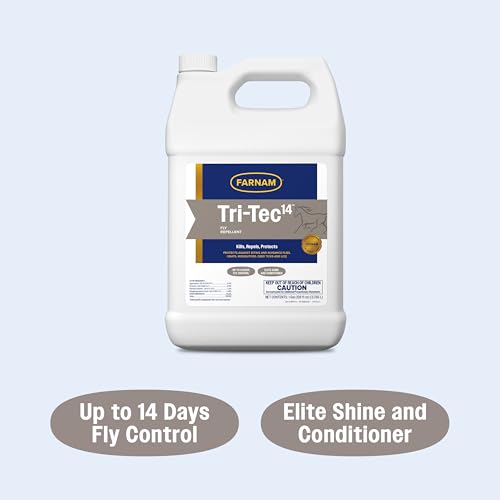 Farnam Tri-Tec 14 Fly Spray for Horses, Protects for Up to 14 Days, 128 oz - size: 128 Fl Oz (Pack of 1)