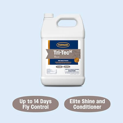 Farnam Tri-Tec 14 Fly Spray for Horses, Protects for Up to 14 Days, 128 oz - size: 128 Fl Oz (Pack of 1)
