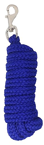 Horse 10' Soft Round Braided Nylon 5/8" Lead Rope with SS Bolt Snap 605SE01RB - color: Royal Blue/Stainless