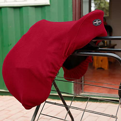 Harrison Howard Fleece Saddle Cover for GP/Close Contact Saddles, Dust Protection, Machine Washable, Elastic Fit - Red - color: Red, size: GP/CC-One Size