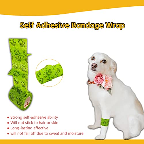 12Rolls Vet Tape Wrap, 2 inch Self Adhesive Bandage Wrap for Dog Pet