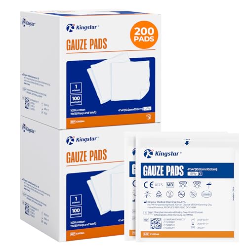 200 Packs Sterile Gauze Pads 4x4 Inch 12-Ply, 100% Cotton Large Gauze Sponges for Wound Care, Highly Absorbent Bulk Hospital-Grade First Aid & Surgical Dressing - size: 4"x4" (Pack of 200)