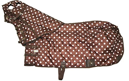 AJ Tack 420D Stable Blanket, Brown Pink Dots, 300g Fill 81" - size: 81 Inches