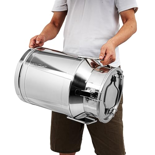 30L/8Gal Stainless Steel Milk Can, Milk Transport Can, Jug Wine Pail Bucket Bottle, Liquid Container Storage Barrel with Strong Silicone Sealed Lid, Stainless Steel Sealed Tank - size: 30L/8Gal