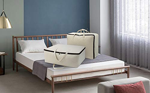 AMJ Set of 2, Storage Bags with 3-Side Zip Open & Handles, House Move or Winter Garment Storage in Wardrobe, Beige - color: Beige, 2PCS
