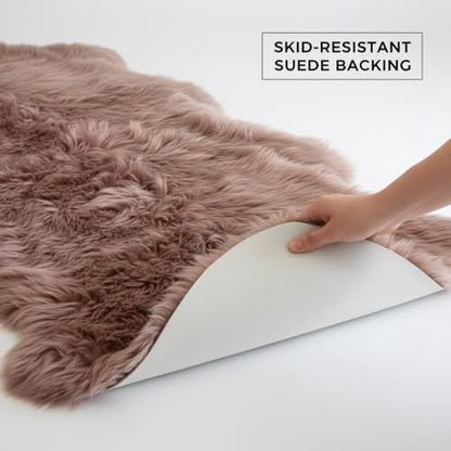 Premium Genuine Sheepskin Rug 2' x 6' Long Fur Soft & Natural Bedside Area Rug, Tan, Double Pelt - color: Tan, size: 2' x 6' (Natural)