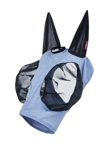 LeMieux Bug Relief Half Fly Mask - Anatomically Shaped - Bug-Eye Eye Darts - Breathable Mesh Ears - Powder Blue - Small - color: Powder Blue, size: S