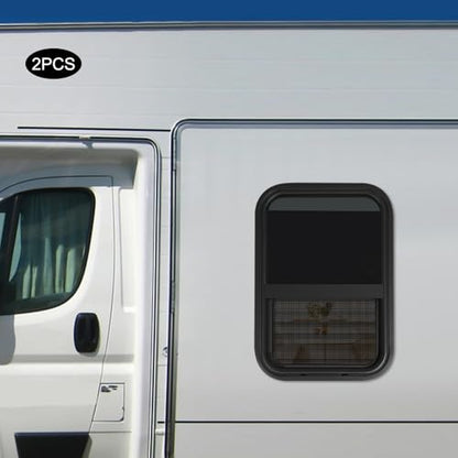 2 Pack RV Window Teardrop Style, 15" X 22" Universal RV Window Vertical Slide With 2 Trim Ring, Vertical Sliding Glass Window with Screen Window for Cargo, Horse Trailer (15"Wx22"H（2 pack）) - size: 15"Wx22"H（2 pack）