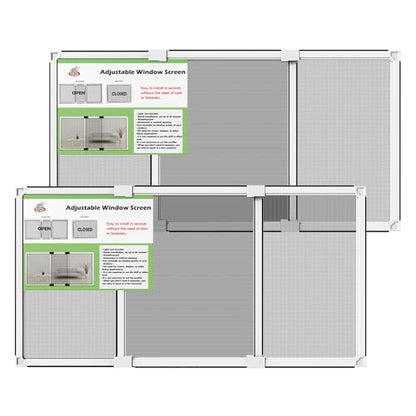 FLYZZZ Adjustable Window Screen for Hung Windows, White Expandable Horizontal Sliding Screen, 16" H x 21-40" W with Black Fiberglass Mesh Removable Window Screen Replacement,2-Pack - size: M(16" H x 21-40" W )- 2 Packs