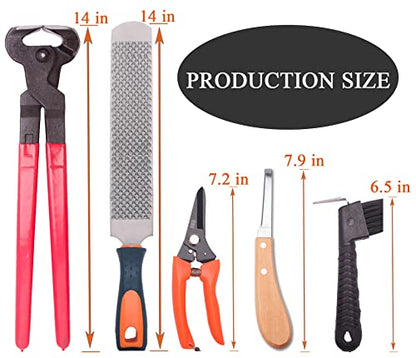 LONG RIVER Horse Farrier Hoof Tool Kit（7 Piece） with Carry Bag Horse Equine Metal Shears Farriers Hoof Nipper Cutter Handle Knife Stable Supplies Professional Hoof Trimming Tools