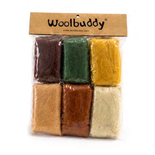 Woolbuddy Wool Roving Kit for Needle Felting (Fall), 6 Colors Natural Wool - color: Wool Bag Fall