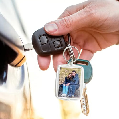 Acrylic Photo Frame Keyring, Personalized Keychains,Clear Picture Keychain as Gift - color: 100pcs