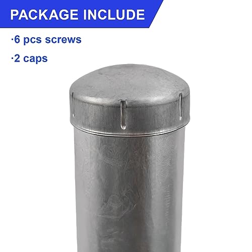 2 Pack 2-3/8" OD Metal Post Extender, 18" Fence Post Extension Height, Hot-dip Galvanized Steel, Includes Screws and Caps - size: 2-3/8 in dia x 18 in