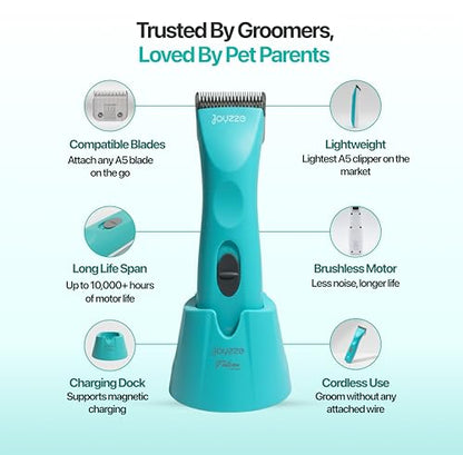 Falcon 2 Speed Cordless Dog Clippers - Professional Grooming, Teal - color: Falcon Teal