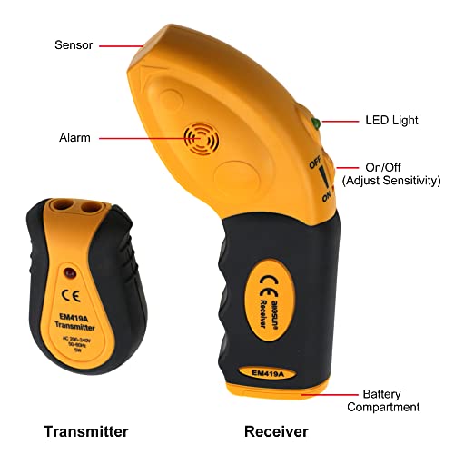 allsun AC 100-120V Circuit Finder Non-Contact Voltage Sensor Auto-Sensing Receiver Transmitter Locates AC Circuits Fuses - style: EM419A-110V US Plug