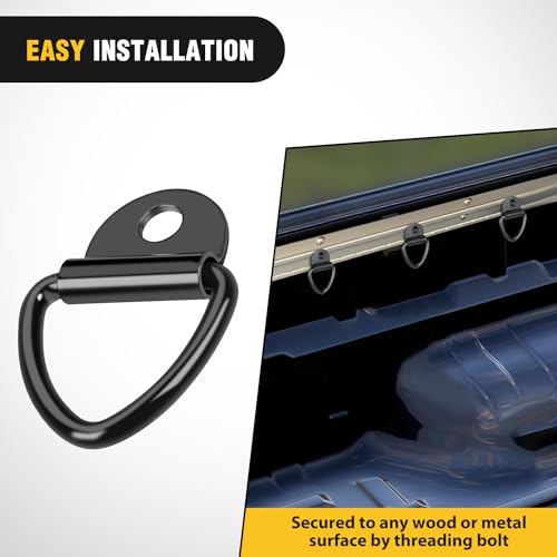 Nilight 10 Pack Heavy Duty Steel V-Ring Tie Down Anchors | Bolt On D-Rings for Cargo on Trucks Pickups Trailers Warehouse Boat - color: V-ring 10Pcs Black