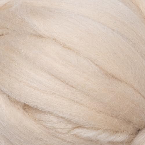 Cream Beige Wool Roving, 8 OZ. Best Wool for Needle Felting, Wet Felting, Handcrafts and Spinning - color: Cream Beige