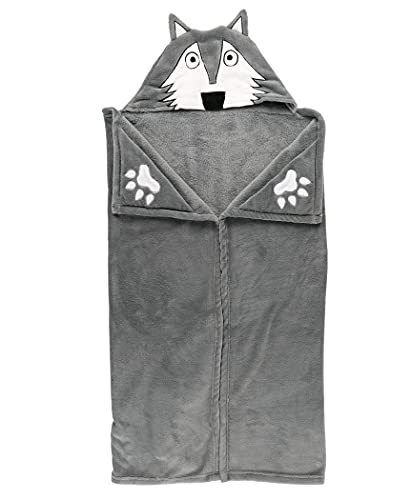 Lazy One Wearable Hooded Blanket for Kids, Animal Hooded Blanket (Wolf) - color: Howl of a Night Wolf Hooded Blanket