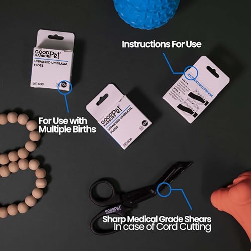 Good|Harbor Pet Un-Waxed Umbilical Whelping Floss & Animal Cord Cutting Kit | for Dog, Cat, and Animal Births | 100 Ft