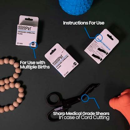 Good|Harbor Pet Un-Waxed Umbilical Whelping Floss & Animal Cord Cutting Kit | for Dog, Cat, and Animal Births | 100 Ft