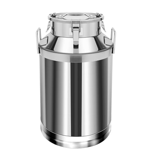 Milk Can, Stainless Steel Milk Jug with Handle & Lid, Heavy Duty Milk Pail Bucket for Milk Wine Storage (60L/15.85 Gallon) - size: 60L/15.85 Gallon