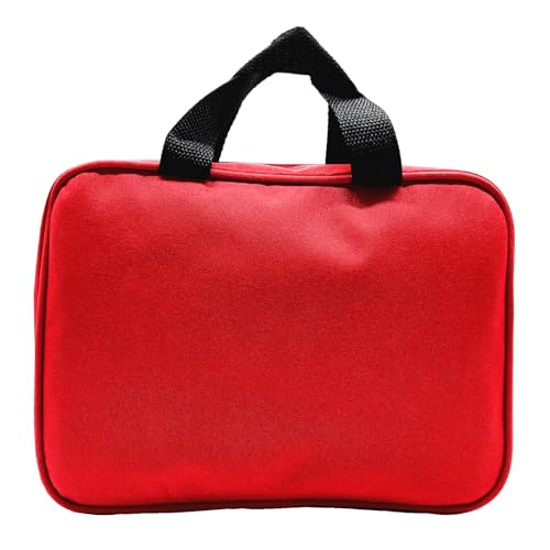 Red First Aid Bag Empty Travel Rescue Pouch Medical Bags First Responder Storage Compact Survival Medicine Emergency Bag for Car Home Office Kitchen Sporting Outdoor (Zipper MHS)
