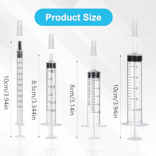 10 Pack 1ml/cc Syringe with Cap, Small Plastic Syringes without Needle, Individually Wrapped, for Liquid Oral Measurement, Scientific Lab, Colostrum Collect, Feeding Pet, Watering