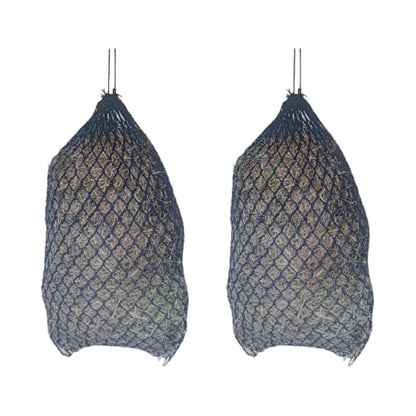 Knotless Ultra Slow Feed Hay Nets – 56” Long, Set of 2, 1.5” Holes, Soft on Muzzles, Durable Nylon, Holds 5-7 Flakes, Easy Hang Strap - size: 56"