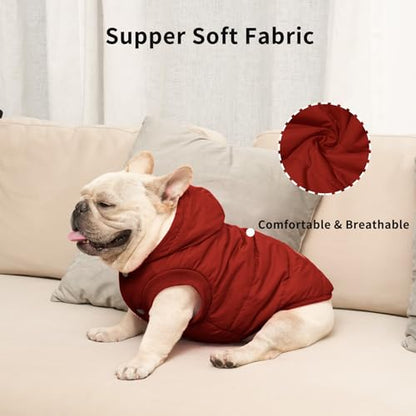 Vecomfy Warm Dog Coats with Hoodie,Winter Dog Jackets for Smaller Dogs - color: Red, size: X-Small