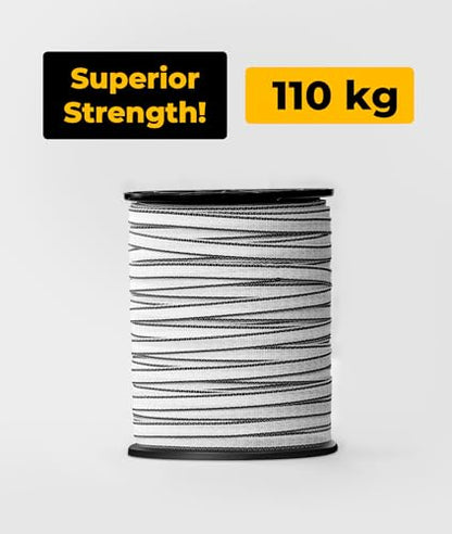 TRAE Electric Fence Polytape 656 Feet (200 Meters) | 5 Stainless Steel Strands for High Conductivity & Rust Resistance | 12mm UV-Resistant Electric Fence Tape for Horses, Livestock & Farm Use