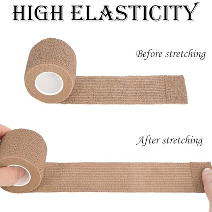 Tindobewan Self Adhesive Bandage Wrap, 2 Inches 8 Rolls Light Brown - color: Light Brown, size: 2 Inch