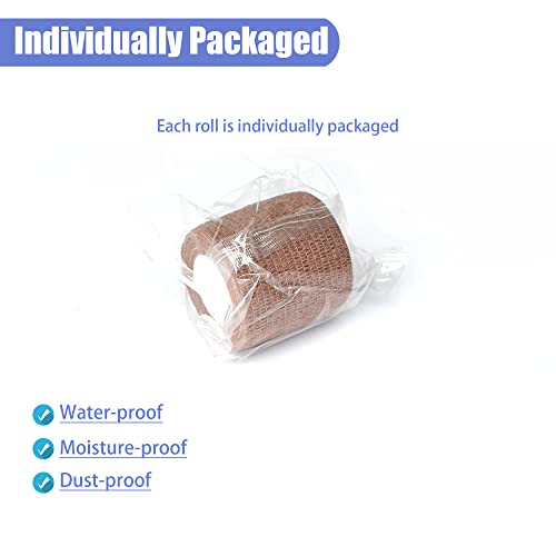 2 Inches Self Adhesive Bandage Wrap Cohesive Wrap, 9 Pack, Brown - color: Brown, size: 2 Inch