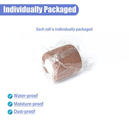 2 Inches Self Adhesive Bandage Wrap Cohesive Wrap, 9 Pack, Brown - color: Brown, size: 2 Inch