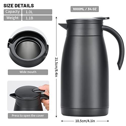 34oz Insulated Coffee Carafe with Handle, Black - color: Black, size: 34 oz
