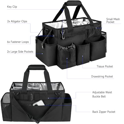 Cleaning Caddy Bag, Large Cleaning Bag for Housekeepers, Black - color: Black, size: L