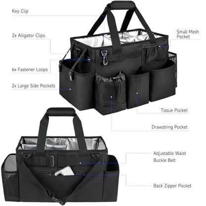 Cleaning Caddy Bag, Large Cleaning Bag for Housekeepers, Black - color: Black, size: L