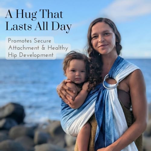 Organic Baby Ring Sling Carrier – Boho Hemp & Eucalyptus Wrap for Newborn to Toddler – Non-Toxic, ASTM-Certified, Ergonomic, Gift Box Included – Azure Sky - color: Azure Sky