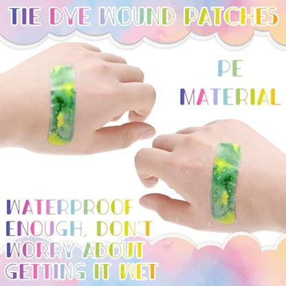 Panelee 120 Pcs Kids Bandages Bulk Waterproof Flexible, Tie Dye Style - style: Tie Dye Style