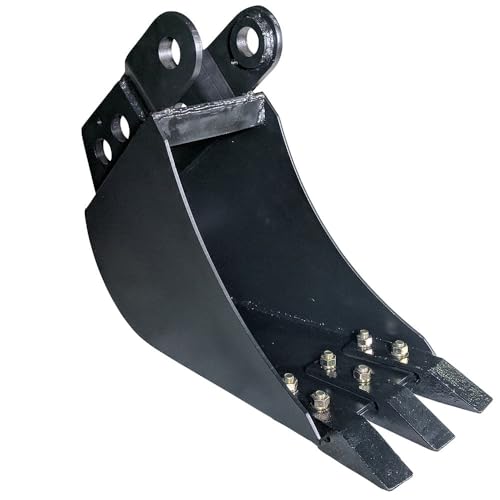 Titan Attachments Fronthoe Bucket Fits Mini Skid Steer Fronthoe Backhoe Excavator, Bolt-on Forged Carbon Steel Teeth, Drainage Holes - size: Bucket Size: 10"